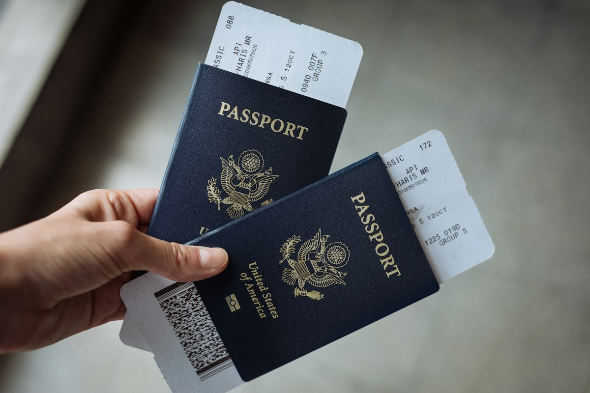 Family travel documents and insurance papers